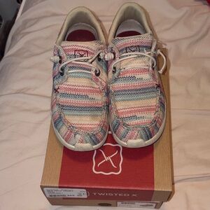 Twisted X Kids' Striped Moccasins - Red, Blue, Cream